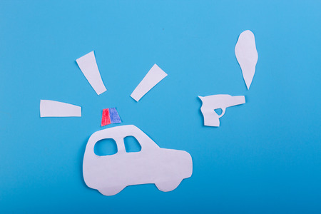 police car chase. cartoon styled conceptの写真素材
