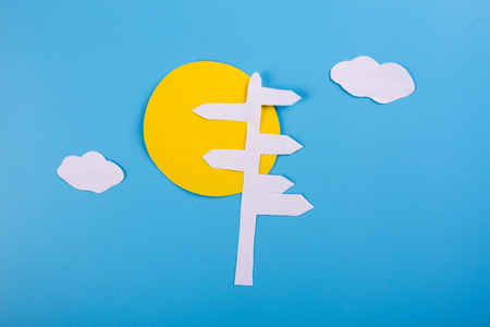 guidepost with arrows and copy space. cartoonの写真素材