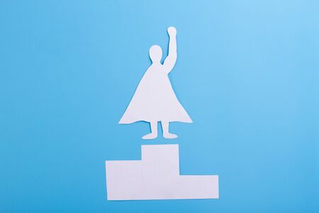 Winner holding trophy cup. cartoon styled imageの写真素材