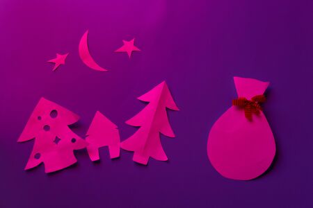 christmas stuff made from paper. blue backgroundの写真素材