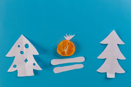 Skis in snow at Mountains. funny conceptの写真素材