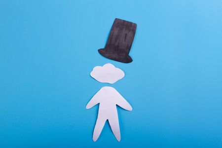 surreal man heads in the clouds. illustrationの写真素材