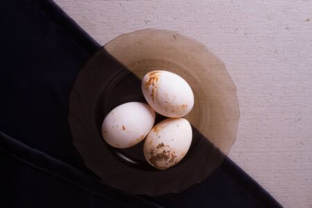 Easter concept image. Eggs on the plateの写真素材