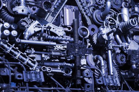 Different cogwheels in some mechanical device background