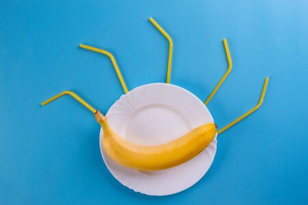 summer concept with banana. minimal styleの写真素材