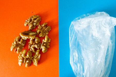 Products from supermarket. Packed in plastic bagの写真素材