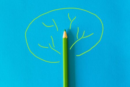 Green wooden pencil. Ecology and environment conceptの写真素材