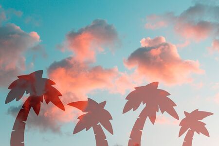 Beautiful clouds on the sky and palm trees