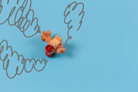 Airplane in danger concept. Airplane crash