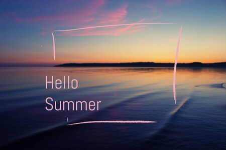 Sunset over the water. Blurred backgroundの写真素材