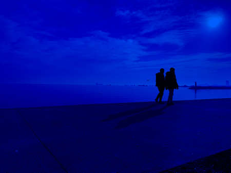 People walking near the sea. Istanbul, Turkeyの写真素材