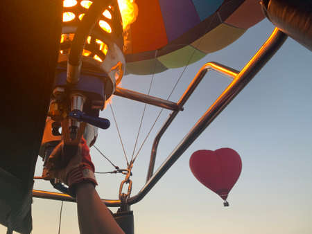 Beautiful airballoon in the skyの写真素材