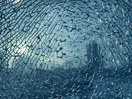 Broken window background. Blurred view from it.の写真素材