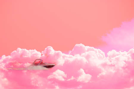 Cater flying in the sky. Dreams and freedom conceptの写真素材