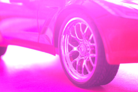Pink sport car. female driver conceptの写真素材