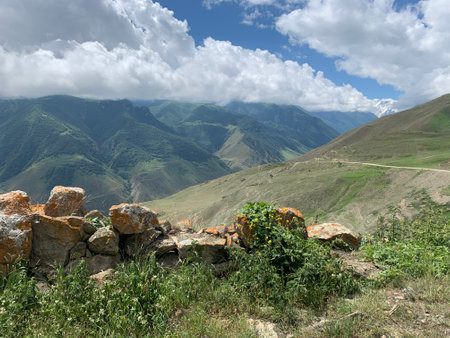 Caucasus mountains and canyons in summer