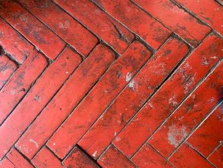 Red wooden floor. old floorの写真素材