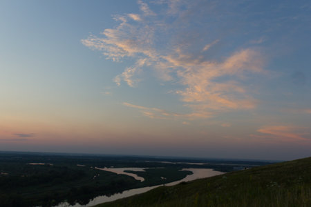 View on the river from a hillの写真素材