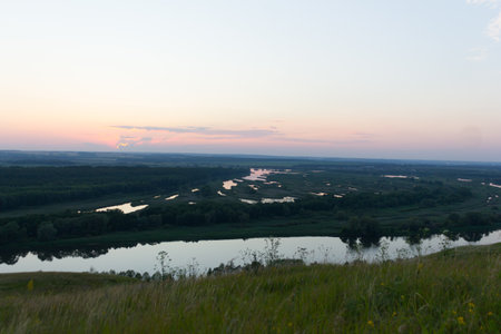 View on the river from a hillの写真素材