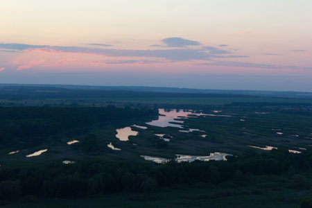 View on the river from a hillの写真素材