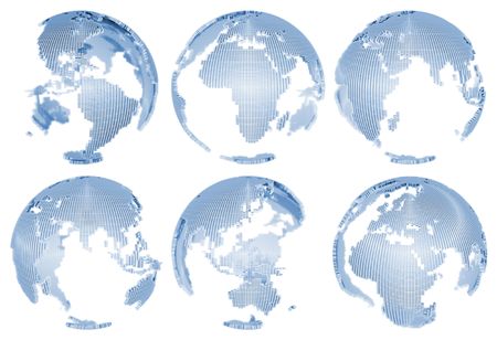 3D Globes isolated on white with depth-of-fieldのeditorial素材