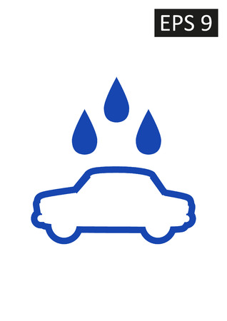 Vector sign on white with water droplets. Car wash.のイラスト素材