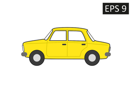 Retro car sign with leaf isolated on a white backgroundのイラスト素材