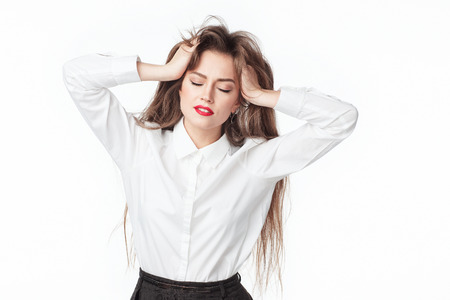 woman anxious thoughtsの写真素材