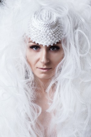 girl in studio with fantasy makeup and hairdoの写真素材