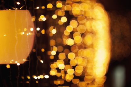 bokeh of yellow lightsの写真素材