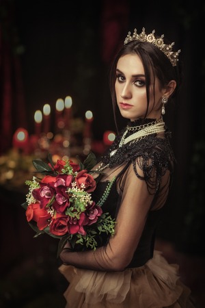 Portrait of a beautiful girl in the crownの写真素材