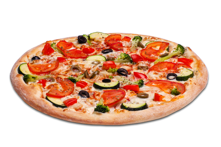 Isolated photo of pizza on white background.の写真素材