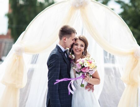 Wedding. Happy couple. Two lovers are smilingの写真素材