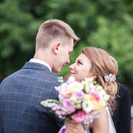 Wedding. Happy couple. Two lovers are smilingの写真素材