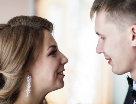 Wedding. Happy couple. Two lovers are smilingの写真素材