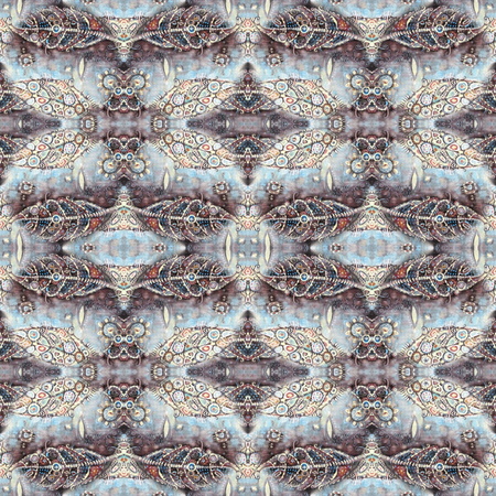 Abstract seamles pattern painted in black, brown, orange and grey tones with objects in the form of leaves. Conversation. Leaves background.の写真素材