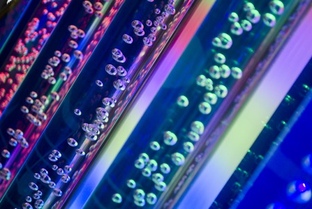 Abstract colorful transparent pattern with stripes and glass drops or air bubbles.の写真素材