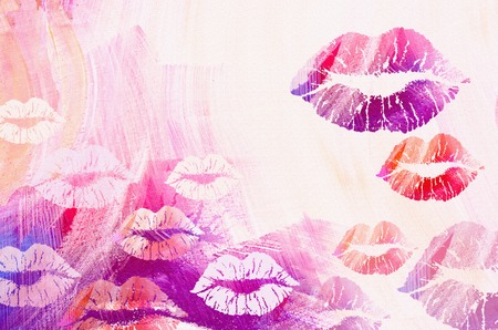 International kissing day background. Illustration with glamorous sensual red lips. Sexy kissing...