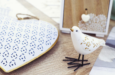 Elements of home decor in the style of Chebbi chic. Valentine's Day Compositionの写真素材