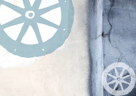 Abstract grunge background with cart wheel. Scratched vintage background with modern abstract geometric shapes. Suitable for various designs.の写真素材
