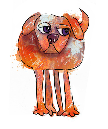 Single watercolour dog. Creative illustration. Cartoon animalの写真素材