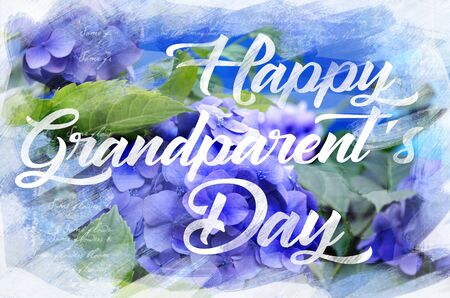 Floral postcard Happy grandparents day,Beautiful hydrangea with copy space