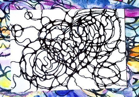 Graphically drawn heart. Neurography is a beautiful technique for achieving desiresの写真素材