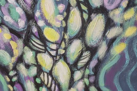 Abstract acrylic painting. Stylish colorful background. Cosmic flashes. Handmade.の写真素材