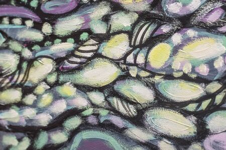 Abstract acrylic painting. Stylish colorful background. Cosmic flashes. Handmade.の写真素材