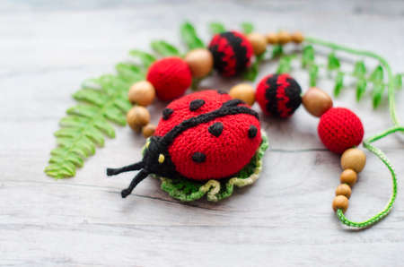 Knitted toy for develop of newborn babys motilityの写真素材