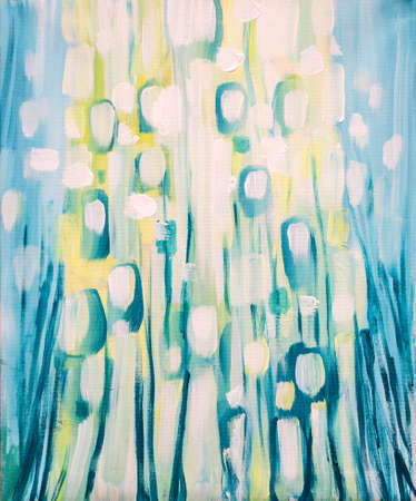 Abstract painting of angels Ukraine acrylic on canvas. The picture is the protection of higher powers and the belief in victory.の写真素材