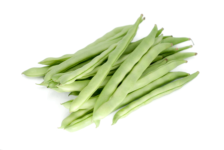 Green kidney bean on white background