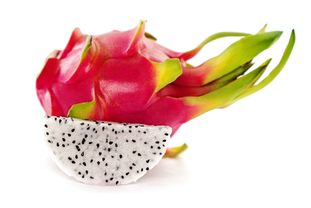 Pitaya or Dragon Fruit isolated against white backgroundの写真素材