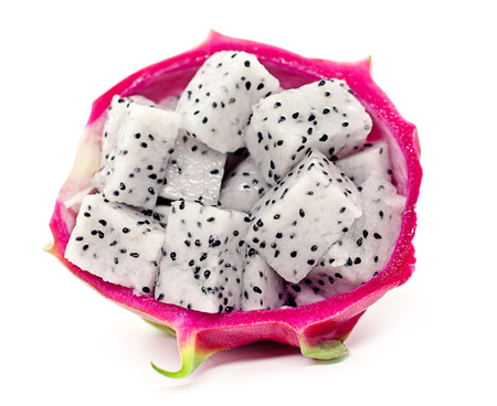 Pitaya or Dragon Fruit isolated against white backgroundの写真素材